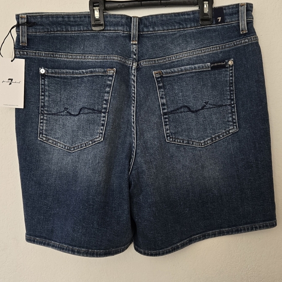 7for All Man Kind Dark Blue Denim Shorts - Picture 4 of 6